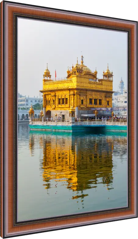 Majestic Golden Temple Amritsar Wall Art — photo frame preview | PrintPosters.in